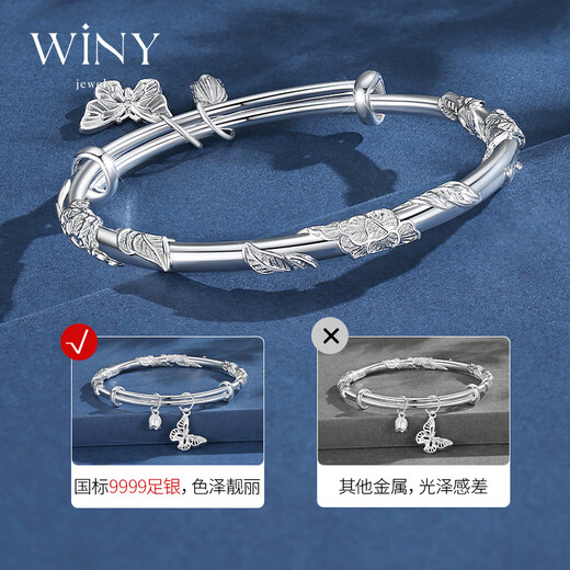 Nur (Winy) Silberarmband für Frauen Feste Pure Foot Silber 9999 Armband Mode Silberschmuck Armband für das einfache Kreis -Geburtstagsgeschenk der Mutter