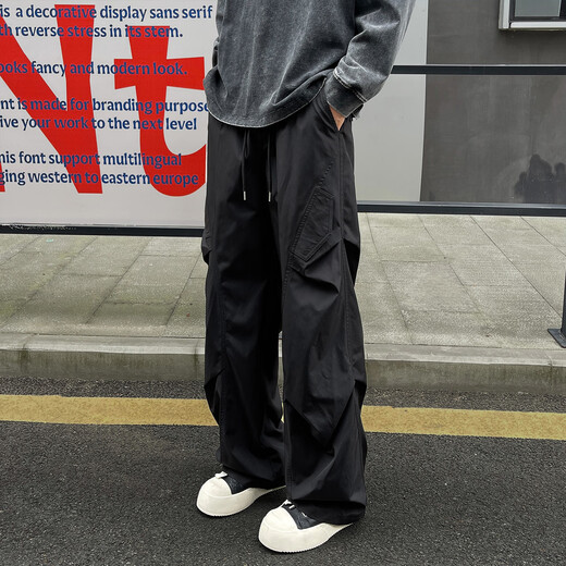 Pugos Fatty Large Size American Workwear Paratrooper Pants Men's Autumn 2025 New Straight Leg Loose Trousers Trendy Sports Casual Pants HK25600 Light Gray 3XL 165-180Jin Jin is equal to 0.5 kg