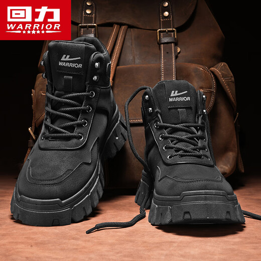 Huili men's shoes 2024 autumn new American trendy versatile mid-top thick-soled Martin boots gray/black 42