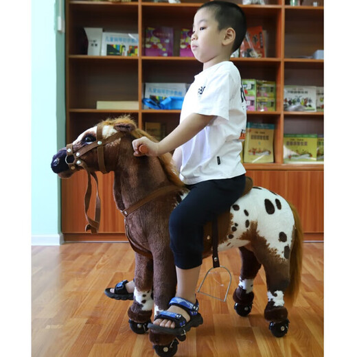 Pony -Puppe, die simuliert sein kann, tierisch rockig Pferdplüschspielzeug großer Zhuge -Fitness -Horse -Schiebepferd Schwarz -Weiß -Räder -Pferd Länge 82 cm * Höhe 68 cm können 180 Jin standhalten [Jin gleich 0,5 kg] Gewicht