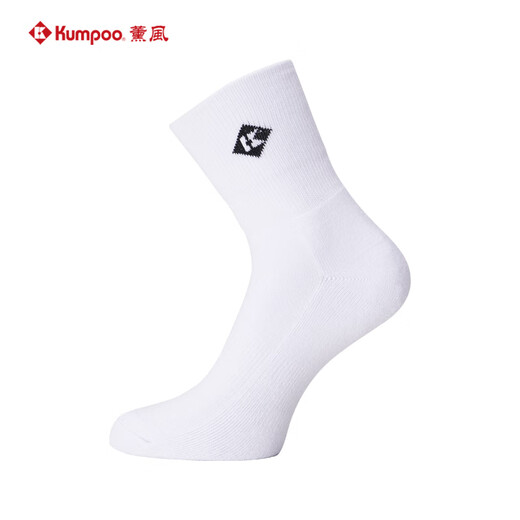 薰风（KUMPOO）羽毛球袜 加厚毛巾底篮球袜吸汗跑步袜熏风透气训练袜羽毛球袜 KSO-408 白色