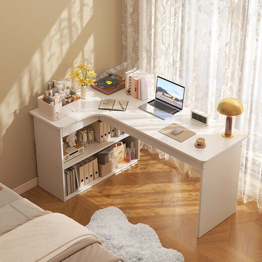Laimeihui corner desk home study table bedroom girls dresser bookcase integrated corner computer desk office desk warm white right corner - length 120 width 70 height 74CM