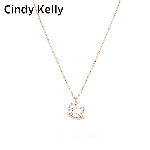 Cindy Kelly light luxury silver necklace for women, high-end, exquisite and practical clavicle chain, heart-warming gift for wife, wedding anniversary birthday gift for girls, rose gold carousel, practical and high-end gift for wife and girlfriend