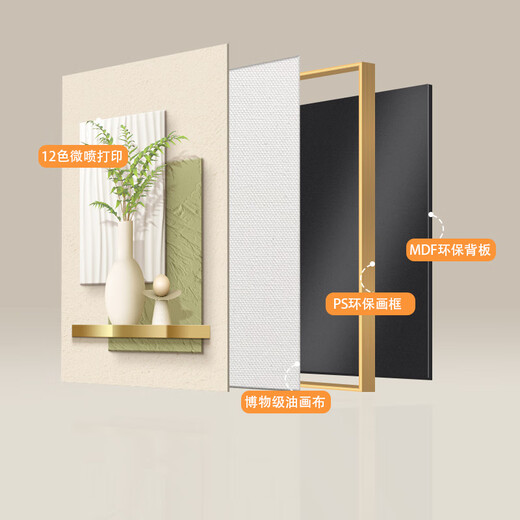 Yihuanyu Chinese retro living room decoration painting niche art sofa background wall hanging painting antique style high-end triple mural