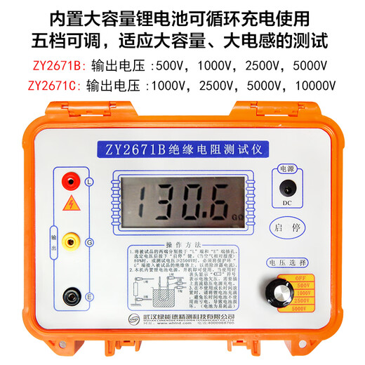 ZY2671C10000V数字电子兆欧表绝缘电阻测试仪绝缘高精度摇表 KD2677C (5000V)  含线 带吸收