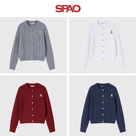 SPAO Twist Sweater Cardigan Women's 2025 Winter Plush Warm and Comfortable Slim Sweater Jacket SPMS25AM02XY