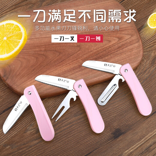 利皇水果刀折叠刀瓜果刀家用便携宿舍厨房小刀刀具多功能削皮刀组合 蓝-带刨折叠水果刀