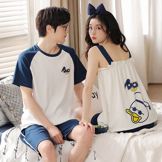 Vom Herzen reines Baumwollpaar Pyjama für Frauen im Sommer kurzärmelige Heimkleidung für Männer Pyjama für Sommer koreanischer Stil lässiger Hauskleidung Anzug O 9906 L Männer [Größe 165-175 Gewicht 120-140jin [Jin gleich 0,5 kg]]