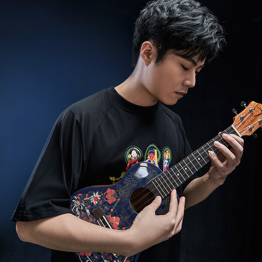 Tom尤克里里 敦煌博物馆 梵高单板UKULELE 初学进阶新手4弦小吉他 23英寸DH-NC敦煌联名 电箱款