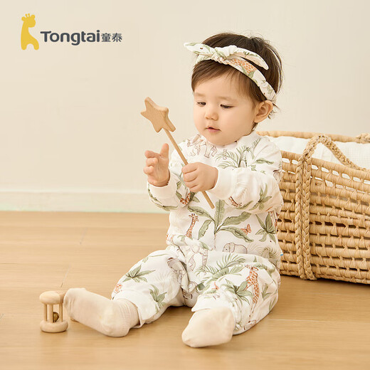 Tongtai (TONGTAI) newborn jumpsuit, baby clothes, baby clothes, four seasons children's home underwear, crawl suit, green 73cm