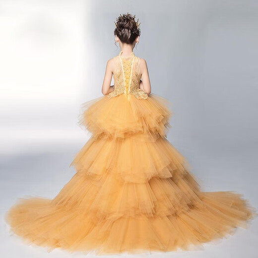 Liangqi Jiahua Girl Dress Girl Childs Wedding Dress Girl Big Child Princess Falda Tailing Little Host Piano Performance Show Tailing [Tailing desmontable] 120 116-125 cm Recomendado 45-55 Jin [Jin iguala 0.5 kg]