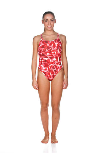 Arena Women's Challenge Back One-piece Swimsuit Polyester Material Sleeveless Design Professional Training Fluorescent Red 26