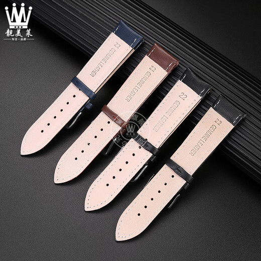 Beautiful My Lai suitable for Casio edifice Heart of the Ocean EFR-539L-7C/1A racing leather watch strap accessories for men, cowhide model, blue original thread, silver pin buckle, 23mm strap width