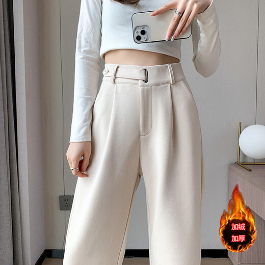 
Fashimu 2024 Autumn and Winter velvet thickened woolen wide-leg pants for 2024 small straight floor high-waisted casual pants for women 6636 gray velvet small one S Suggestion 91-102Jin [Jin equals 0.5 kg]