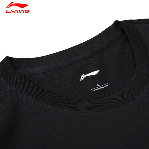 
Li Ning couple short-sleeved T-shirt summer fashion breathable casual sports trend round neck cultural shirt black 693-1 M