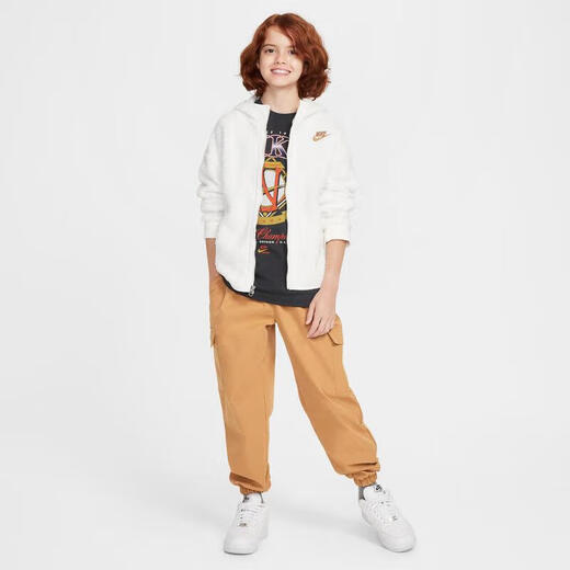 Nike official authentic children's CLUB loop velvet winter new jacket layered sweatshirt jacket HQ4882-133 One size fits all (M)