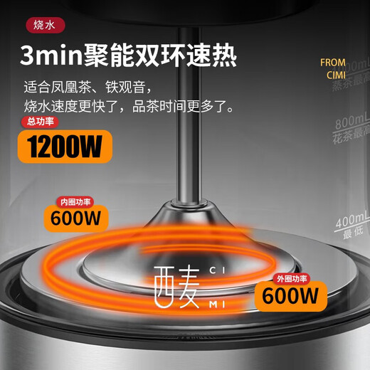 CIMI teapot black tea teapot spray steaming teapot fully automatic thickened glass scented tea health pot electric boiling water electric teapot CM-PC1030 (dual network)