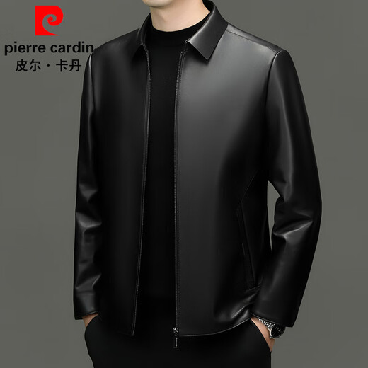 Pier Cardin high-end leather jacket for men's spring and autumn lapel genuine leather jacket middle-aged and elderly executive jacket business casual sheepskin jacket
