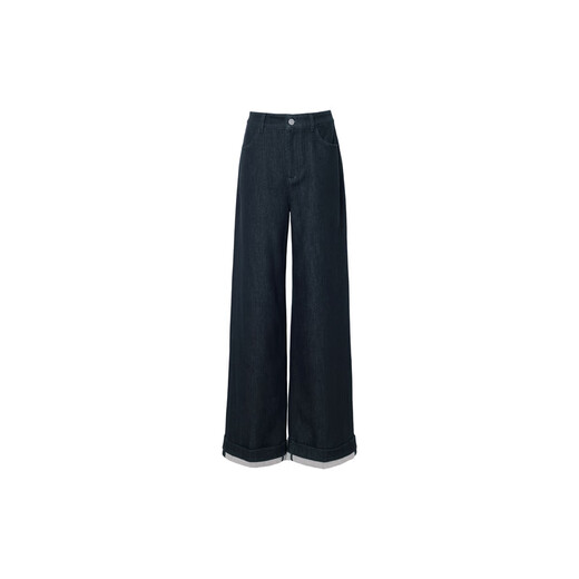 Eveli (eifini) Jiang Xin endorses Eveli herringbone velvet jeans straight wide-leg floor-length pants 2025 winter new style dark navy M 105-115 Jin Jin equals 0.5 kg waist circumference 70