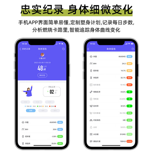 苏泊尔体重秤智能体脂秤减肥专用可测体脂家用小型耐用精准电子秤高精准称重秤运动健康称重 【81项数据监测】白色充电款