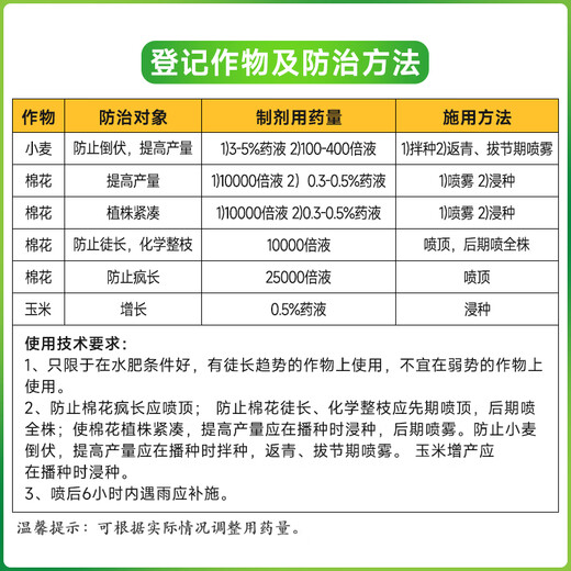 50% chlormequat, wheat, cotton, corn, flower growth control drug, anti-lodging stem thick growth regulator 500g