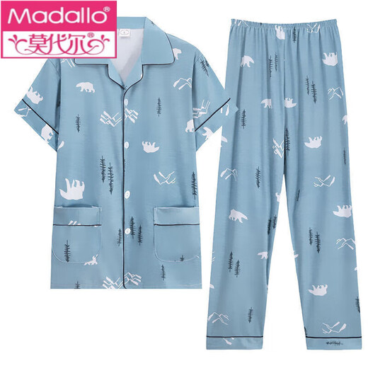 莫代尔男士睡衣夏季薄款棉纯短袖长裤全夏家居服两件套装可外穿 690 3XL 160-200斤