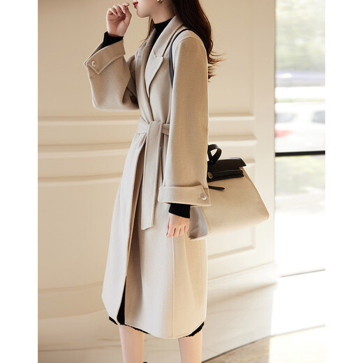 Demana (dme) quiet luxury sheep wool coat winter old money lapel collar double-breasted long temperament flesh-covering coat for women