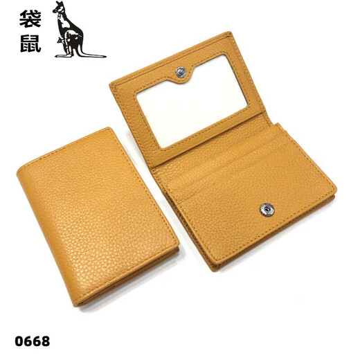Kangaroo Neues modisches Cowide -Visitenkarten -Karten -Tasche für Männer und Frauen Business Cowide Visitenkartenbeutel Boutique Top -Layer Cowhide Card Tasche Orange
