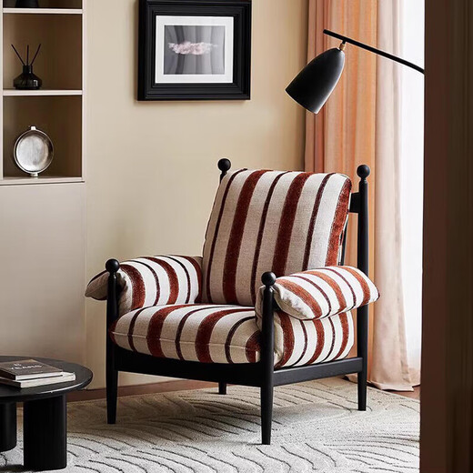 SVAGO retro red black chair living room balcony designer backrest single sofa chair antique style leisure lazy sofa brick red