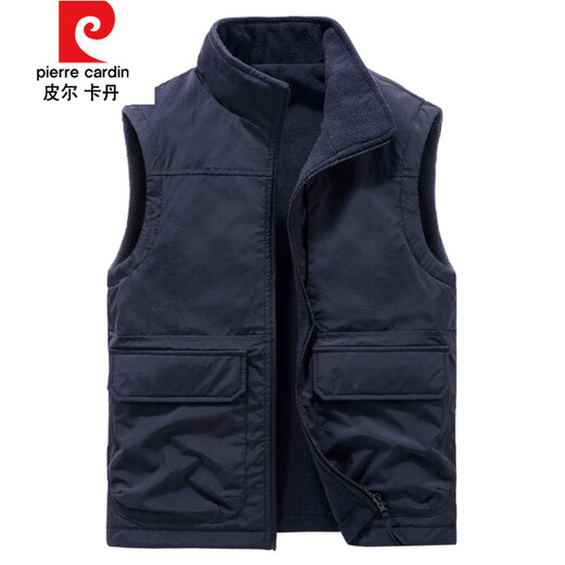 Pierre Cardin vest autumn and winter outdoor men's double-sided velvet thickened multi-pocket casual and fashionable dad style vest workwear Khaki 8770 short velvet double-sided autumn and winter style M 80-110Jin Jin is equal to 0.5 kg