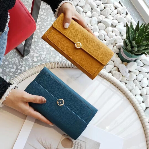 Casa-kupsck bolso de embrague nuevo para mujeres de cuero amarillo de cuero larga de cuero largo billetera de cuero suave colon