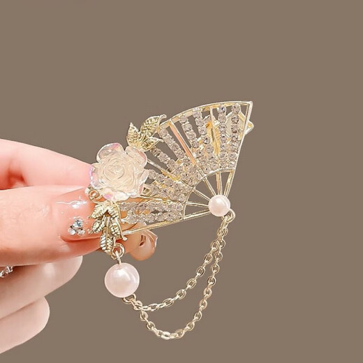 Duti antique flower metal hairpin temperament hairpin female side clip niche duckbill clip new bangs clip Hanfu headdress glazed camellia - one pair
