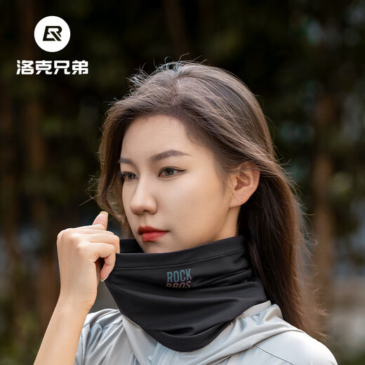 ROCKBROS骑行面罩秋冬防风保暖围脖护颈透气抓绒头巾男女户外装备 黑色