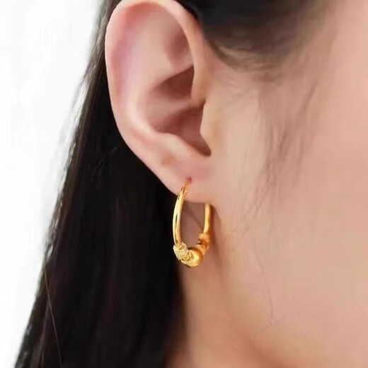 Grab <Gold Earrings> Hong Kong Sand Gold Earrings Women's Blessing Earrings Studs Lucky Earrings for Mom, Lucky Earrings for Prosperity and Fortune