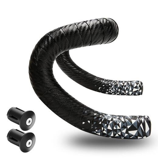 Baichao road bicycle gradient three-color handlebar anti-slip strap wear-resistant riding dead-fly breathable shock absorption carbon pattern black and white - free handlebar plug + sealing glue