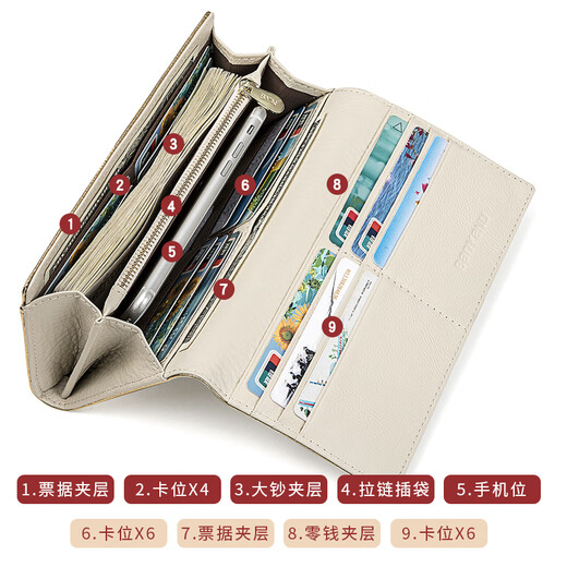 Embrayage en cuir cool kangourou pour les femmes 2024 NOUVEAU PAPILLE FACELLE Long portefeuille européen et américain de grande capacité Gold Sac à main Black