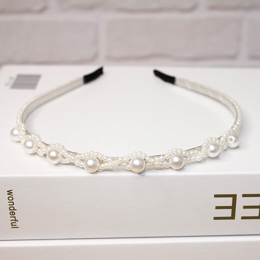 Jieyi Forest Fairy Girl Hair Bundle Princess Headwear 2024 New High-end Pearl Headband Children's Hair Clip Interlocking Pearl Headband 13cm