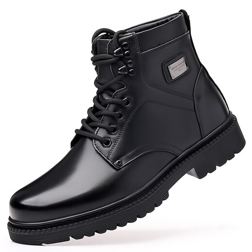 3513 Cruiser Military Hook Herren Baumwollschuhe echte Lederstiefel Wolle High-Top-Spezialkräfte Kampfstiefel Winterfellschuhe Herren Military Training Supplies 3519 Schwarze Single-Schuhe 38