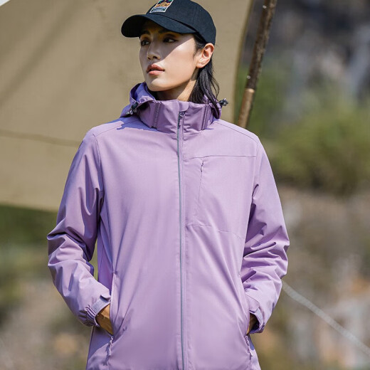 Western Camel Vancamel Chaqueta corta Mujeres 2024 Nuevo viento de viento Hot Fleece Pequeña chaqueta de trabajo en espesor a prueba de viento de una sola capa 9930s Taro Purple-Women [Color sólido] 2XL