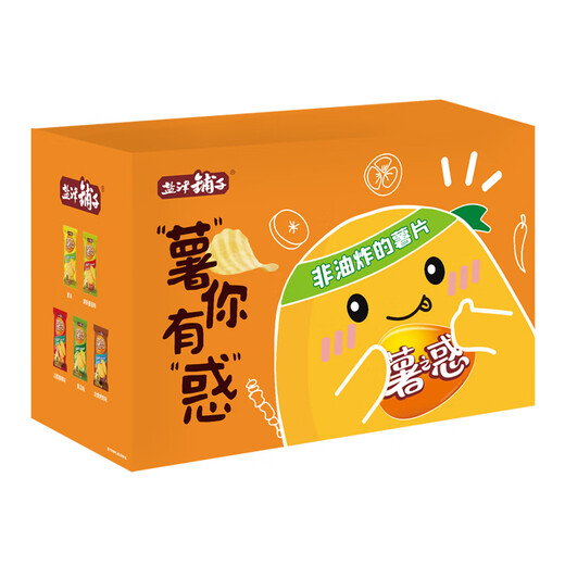 盐津铺子薯片休闲零食多口味礼盒烘焙非油炸膨化零食整箱490g14小包