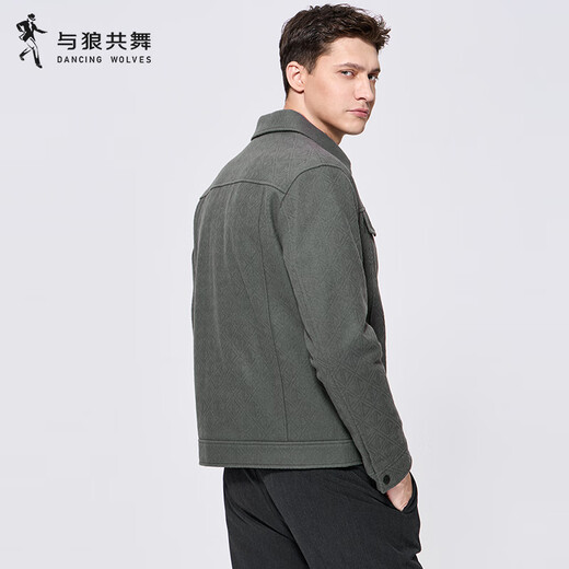 Baile con la chaqueta de lana de solapa de lobo [Down Liner] para hombres 2025 Otoño e invierno Nuevo chaqueta para hombres calientes 1015 Green-Green 211 m (170)