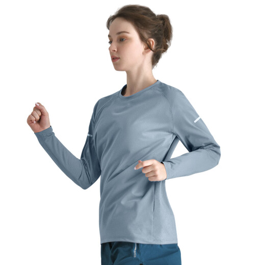 Ellen Burton quick-drying clothing for women in spring and autumn running sports loose slimming fitness yoga clothing tops mountain climbing long-sleeved T-shirt training oatmeal gray [loose slimming quick-drying] M [115-130Jin [Jin equals 0.5 kg]]