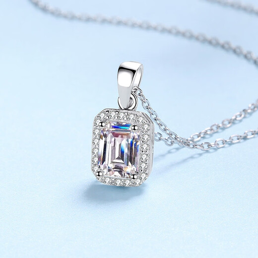 Platinum diamond chain new pendant for women fully set with rectangular moissanite pt95 1 carat 5x7M single pendant without chain