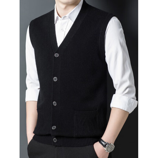 KING DEER Ordos cashmere sweater men's vest winter new sweetheart V-neck buttoned vest cardigan jacket bright rice camel 3XL 125 recommended weight 175-190Jin Jin is equal to 0.5 kg