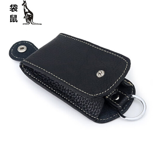 Kangourou (kangourou) Couche de tête Couche de vache Multi-fonction sac clé European et américain Retro Moustonted Car Remote Control Men's Universal Key Sac Black