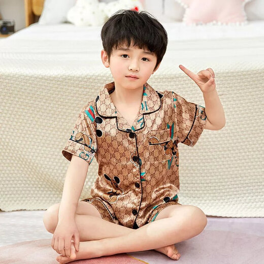 迪士尼（Disney）儿童睡衣男童冰丝短袖家居服夏季男孩初中生大童薄款套装宝宝夏装 673-皮卡丘【男】 【短套-冰丝】 170 16码【建议身高135-145cm】