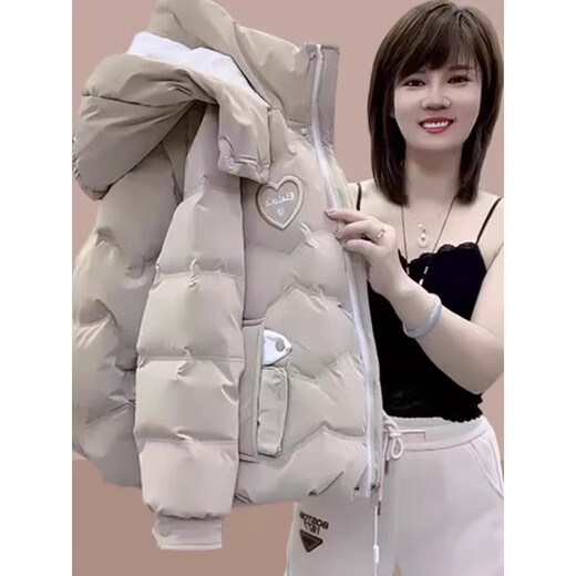 Yanlifen (yanlifen) Short Down Down Jacket Women 2025 Winter New Jacket Padded Jacket Plus Velvet Thickened Loose Party Overcome Women's Khaki XL Recommendation 125-145 Jin Jin equals 0.5 kg
