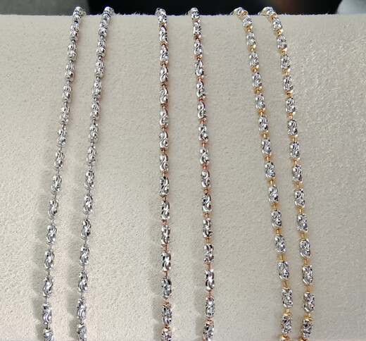 Oin 1.8mm Italian 18K gold meteor diamond chain platinum two-color gold rose gold adjustable chain necklace for women 1.8mm white gold 60cm about 8.5 grams adjustable style