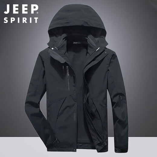 JEEP SPIRIT Jeep Jacket Men's Jacket Autumn and Winter Three-in-One Removable Thickened Windproof Mountaineering Jacket Gray XL