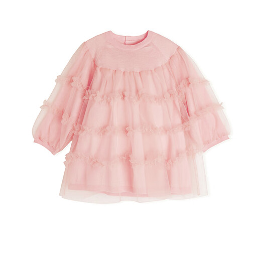 Jnby par Jnby [épissage en mesh] [Jiangan tissu bébé] Robe tricotée de printemps Jupe princesse fille bébé yn1g11660 684 rose chaud 80 cm